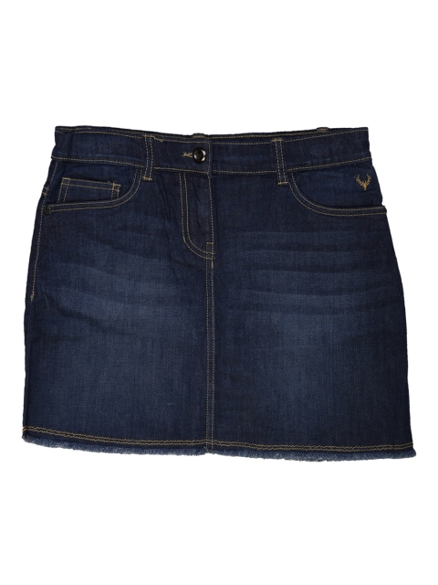 

Allen Solly Junior Girls Blue Washed Knee-Length A-Line Denim Skirt