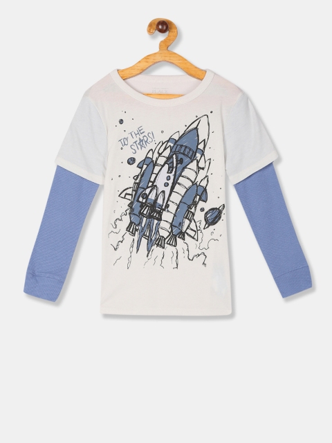 

The Childrens Place Boys Off-White Printed Round Neck T-shirt