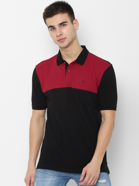 

Allen Solly Men Black & Red Colourblocked Polo Collar T-shirt