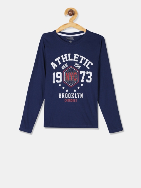 

Cherokee Boys Navy Blue Printed Round Neck T-shirt