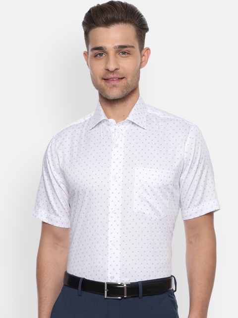 

Van Heusen Men White & Blue Regular Fit Printed Formal Shirt