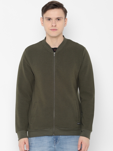

SKULT by Shahid Kapoor Men Olive Green Self Design Sweatshirt