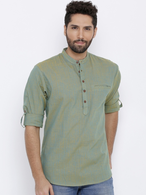 

SALWAR STUDIO Men Green Woven Design Straight Kurta