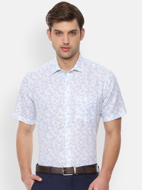 

Van Heusen Men White & Blue Regular Fit Printed Formal Shirt