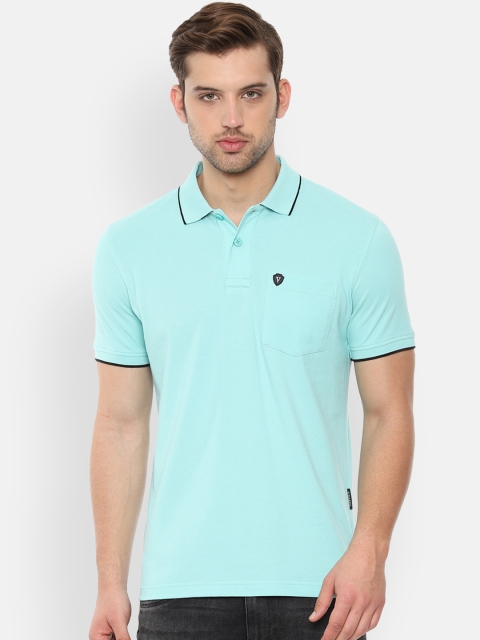 

Van Heusen Sport Men Blue Solid Polo Collar Pure Cotton T-shirt