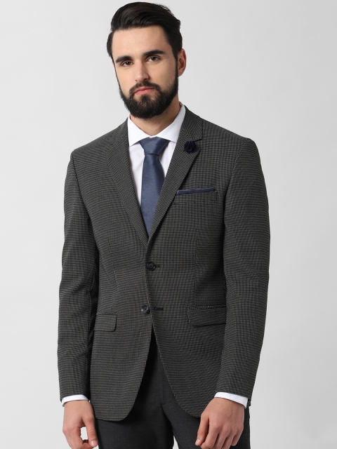 

Peter England Men Black Self Design Single-Breasted Slim Fit Blazer