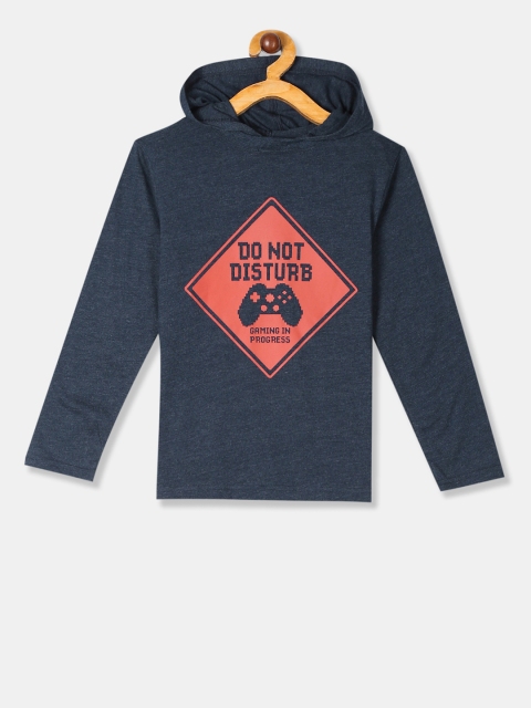 

The Childrens Place Boys Blue Printed Hood T-shirt