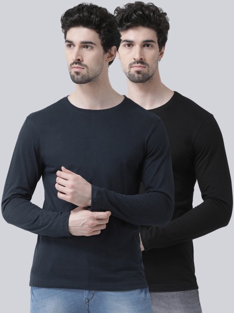 

Friskers Men Pack Of 2 Solid Round Neck T-shirt, Black