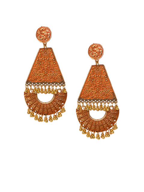 

DIVA WALK Gold-Toned & Orange Classic Drop Earrings