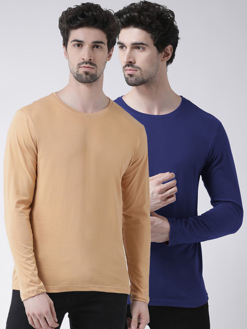 

Friskers Men Blue Solid Round Neck T-shirt