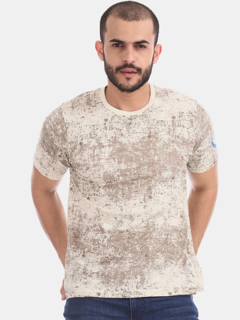 

Cherokee Men Beige Printed Round Neck T-shirt