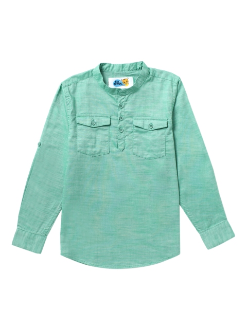 

Cub McPaws Boys Green Comfort Regular Fit Solid Casual Shirt