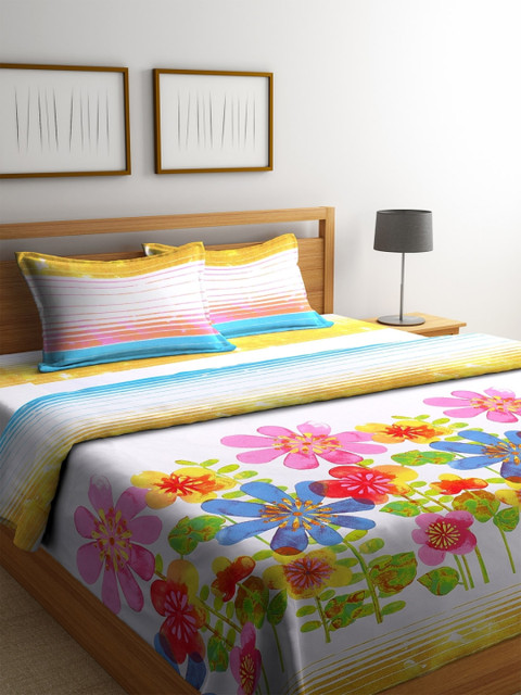

ROMEE White & Blue Printed Bedding Set with Comforter