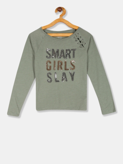 

The Childrens Place Girls Green Sequined Top