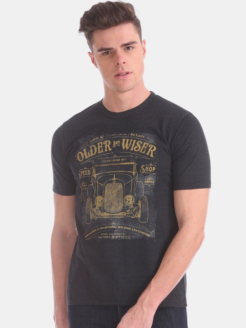 

Cherokee Men Charcoal Grey Printed Round Neck T-shirt