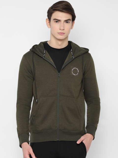 

SKULT by Shahid Kapoor Men Olive Green Solid Hooded Sweatshirt