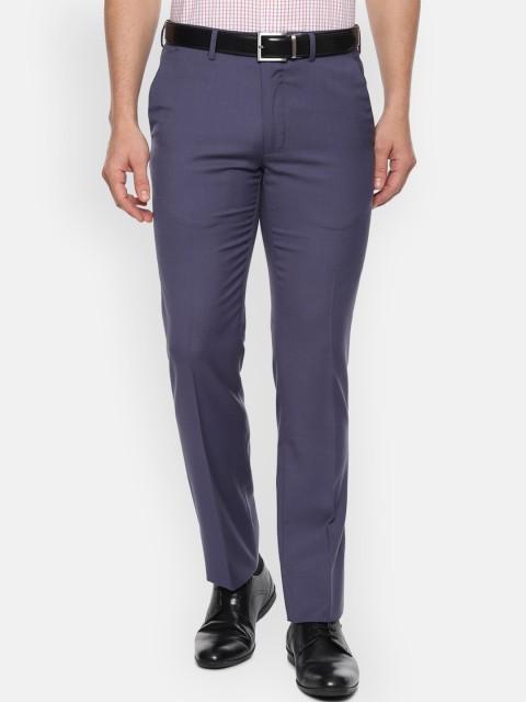 

Van Heusen Men Navy Blue Slim Fit Solid Formal Trousers