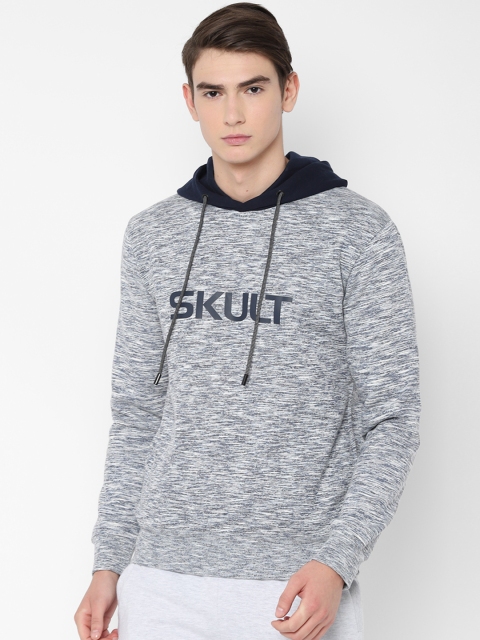 

SKULT by Shahid Kapoor Men Grey Printed Hooded Sweatshirt