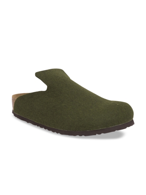 

Birkenstock Unisex Olive Green Davos Wool Felt Solid Regular Width Clogs