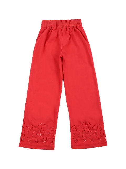 

Allen Solly Junior Girls Red Regular Fit Solid Parallel Trousers