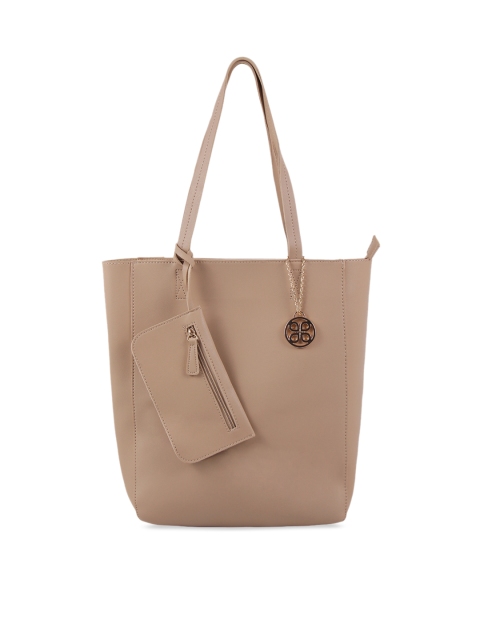 

Addons Beige Solid Handheld Bag