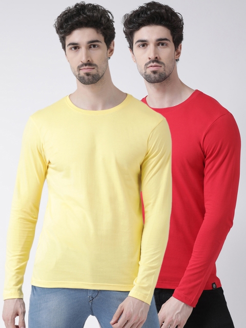 

Friskers Men Pack Of 2 Solid Round Neck T-shirt, Red