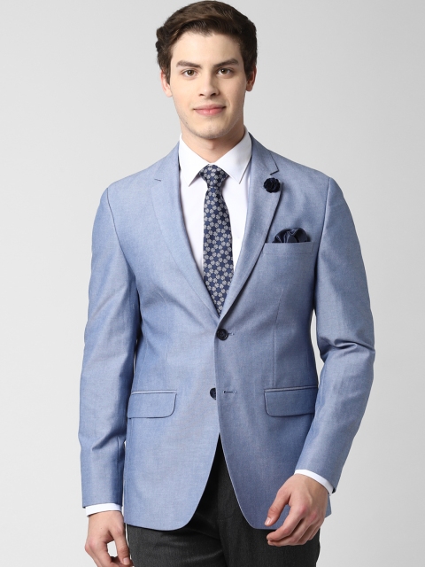 

Peter England Men Blue Self Design Single-Breasted Slim Fit Blazer