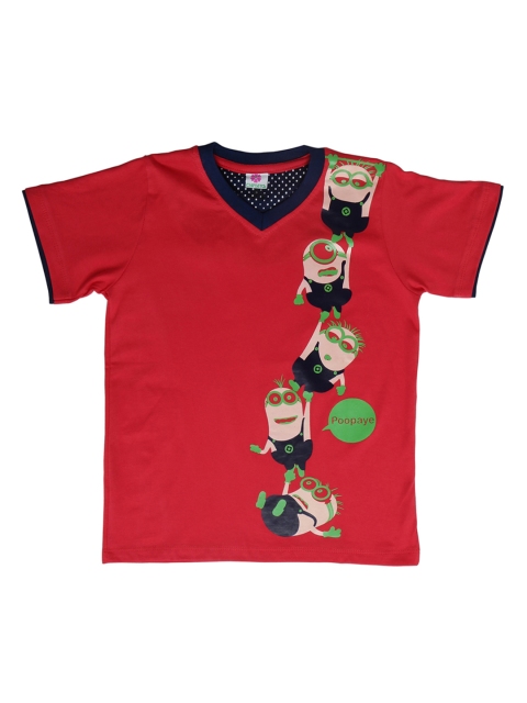 

Chipbeys Boys Red Printed V-Neck T-shirt
