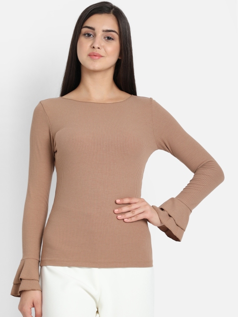 

COVER STORY Women Beige Self Design Top
