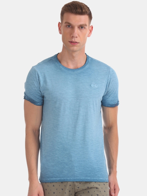 

Cherokee Men Blue Dyed Round Neck Pure Cotton T-shirt