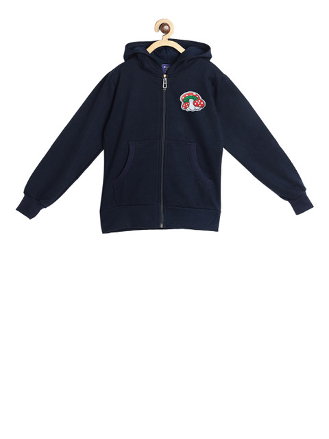

SWEET ANGEL Girls Navy Blue Solid Hooded Sweatshirt