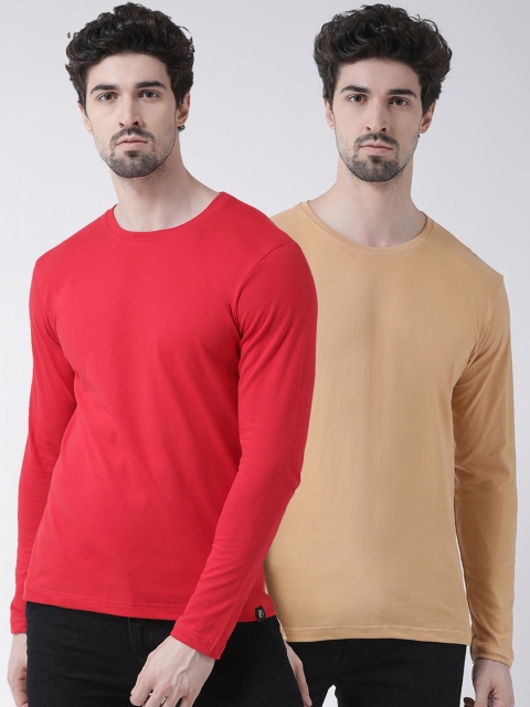 

Friskers Men Red Solid Round Neck T-shirt