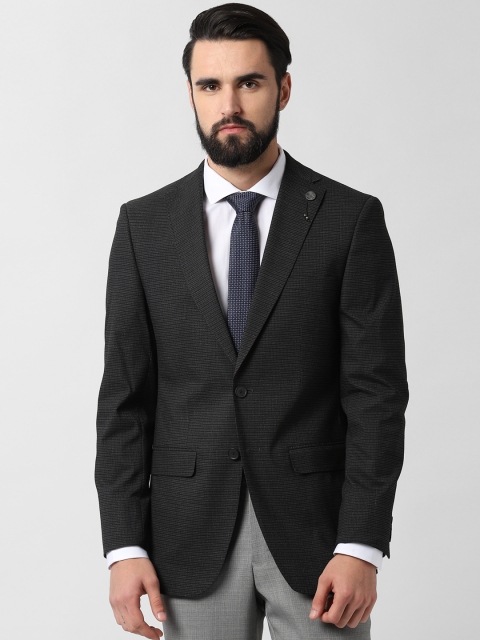 

Peter England Men Grey Checked Single-Breasted Blazer