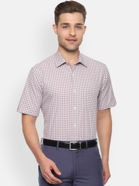

Van Heusen Men Brown & Off-White Regular Fit Checked Formal Shirt