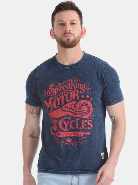 

Cherokee Men Blue Printed Round Neck T-shirt