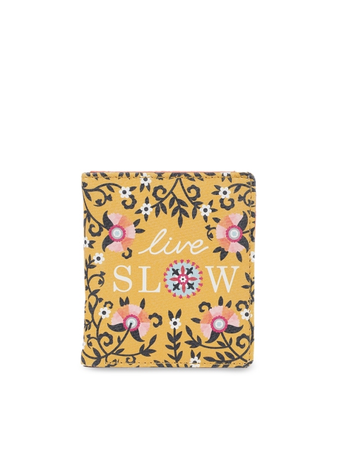 

Chumbak Women Yellow & Black Printed Two Fold Wallet