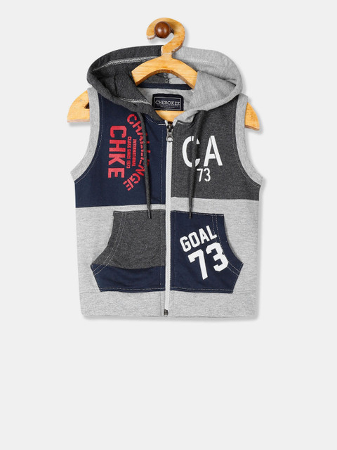 

Cherokee Boys Grey & Black Colourblocked Hooded Sweatshirt