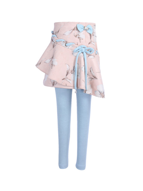 

CUTECUMBER Girls Pink & Turquoise-Blue Printed A-Line Skirt