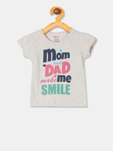 

Donuts Girls Grey Printed Round Neck T-shirt