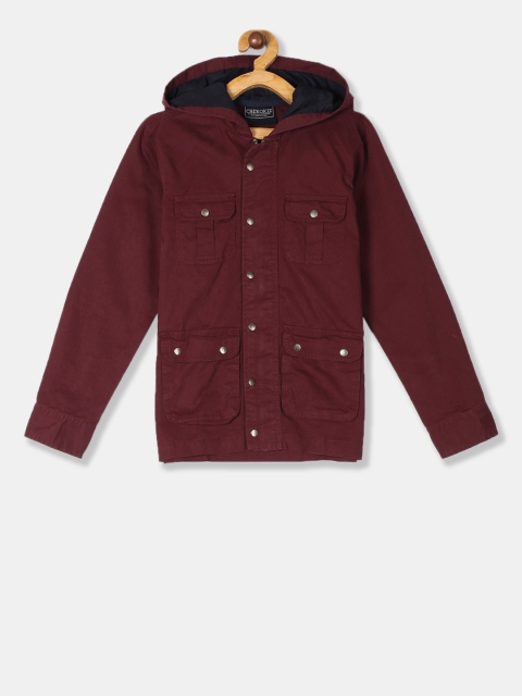 

Cherokee Boys Maroon Solid Parka Jacket