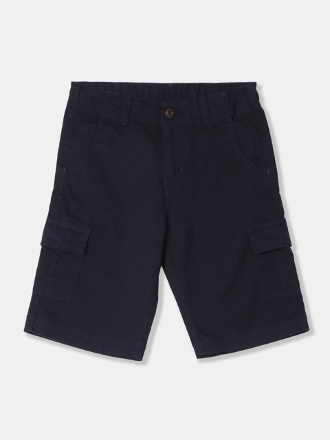 

Cherokee Boys Navy Blue Solid Regular Fit Cargo Shorts