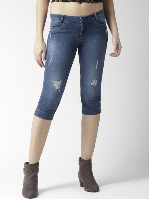 

Xpose Women Blue Solid Skinny Fit Capris