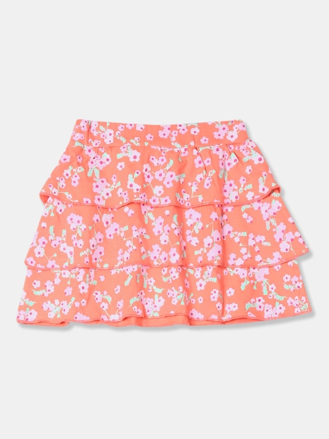 

Donuts Girls Pink Printed Tiered Pure Cotton Skirt