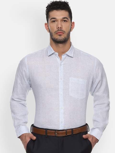 

Van Heusen Men Blue Regular Fit Self Design Linen Formal Shirt
