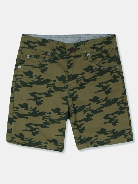 

Cherokee Boys Olive Green Camouflage Printed Regular Fit Regular Shorts