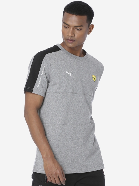 

PUMA Motorsport Men Grey Solid Round Neck SF T7 Tee Medium Heather T-shirt