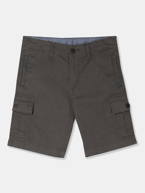 

Cherokee Boys Grey Solid Regular Fit Cargo Shorts