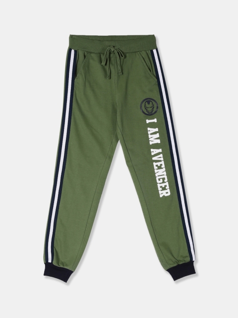 

Colt Boys Olive Green & Black Iron Man Printed Knitted Joggers