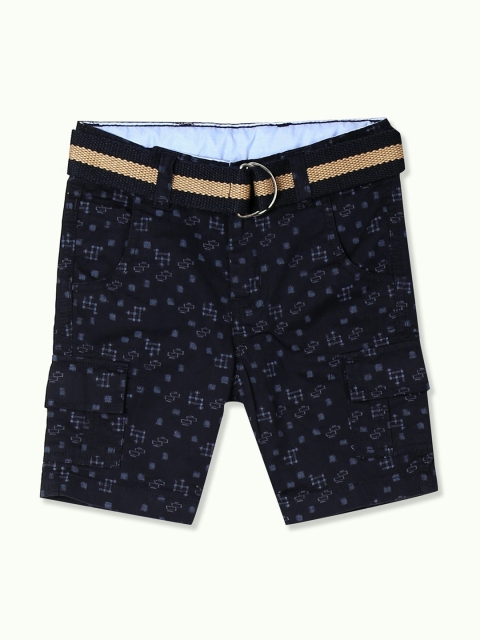 

Cherokee Boys Navy Blue Printed Regular Fit Cargo Shorts