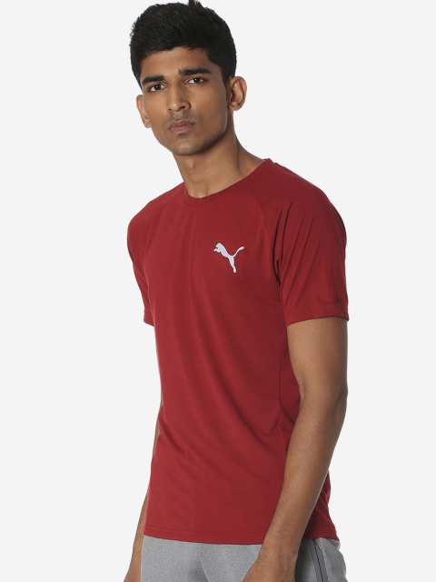 

Puma Men Maroon Solid Round Neck Evostripe Slim Fit T-shirt